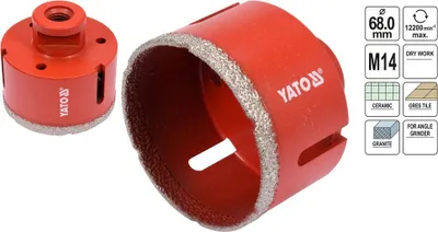 Produktbild von M14 Diamantbohrkrone Fliesenbohrer Diamantbohrer 6 - 68 mm für Winkelschleifer, Größe:68mm