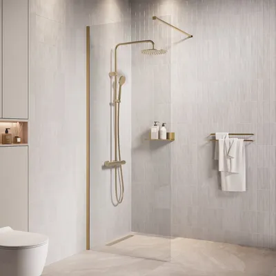 Obrázok produktu pre Badplaats Sprchová Zástena Florida 70 x 200 cm - Zlatá - Walk-In Sprchový Kút 8 mm Bezpečnostné Sklo