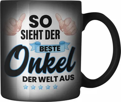 Produktbild von Trendation - Bester Onkel Geschenk von Nichte Neffe Lustige Farbwechsel Zauber-Tasse Spruch Geschenke für Onkel Nichten Geschenkidee Lustig (Schwarz)