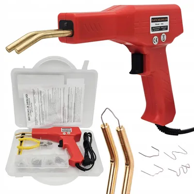 Produktbild von XMaster Kunststoff Schweißgerät, Auto Schweißen, Plastik Reparatur Set 50W (Zangen, Messer und 200 Klammer KFZ), alle Bausatz, Rot