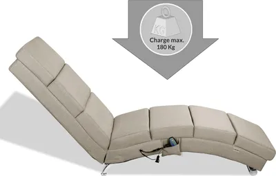 Image de Casaria Méridienne London Chaise longue d’intérieur design avec fonction de massage chauffage Fauteuil relax salon sable
