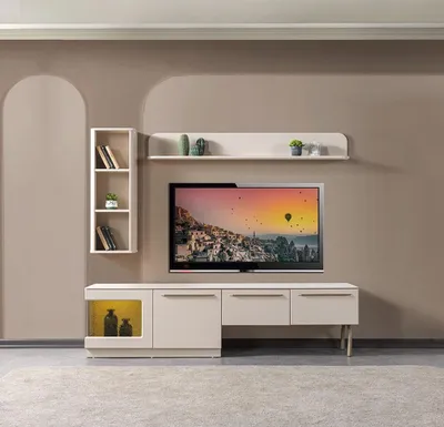 Immagine prodotto di Mobile TV moderno, colore bianco, confortevole, ideale per il soggiorno, design nuovo e funzionale