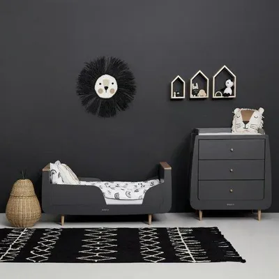 Image de Barrière de lit pour enfants en bois de hêtre massif, facile à installer, couleur gris