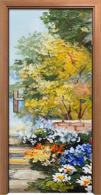 Produktbild von Türposter 90x200 cm Türaufkleber Türtapete Türfolie Klebefolie Malerei Blume Bäume Straße park