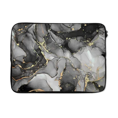 Produktbild von MuchoWow® Laptop Hülle 13 Zoll Marmor - Schwarz - Gold - Grau Laptoptasche - Laptophülle - Sleeve - Rundumschutz
