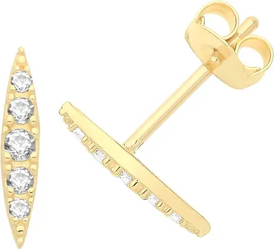 Produktbild von Elegante 9 Karat (375) Gold Damen - Paar Ohrstecker mit Zirkonia - 10mm*2mm; TRS36371