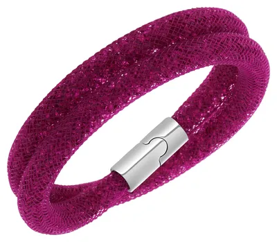 Produktbild von Swarovski Damen Armband, Fuchsia Pink, filigraner Mesh-Schlauch, funkelnde Kristalle, modern elegant