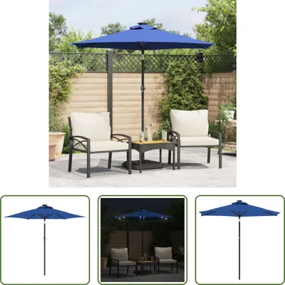 Produktbild von The Living Store Sonnenschirm mit LED und Stahlmast Azurblau 225x225x212 cm