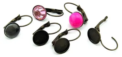 Produktbild von Vintageparts Brisuren Messing antik bronzefarben rund für 10 mm Cabochons, 6 Stück