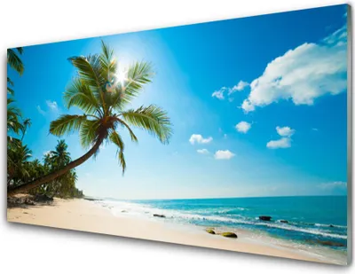 Produktbild von Acrylglasbilder 100x50 Wandbild Druck Palme Strand Meer Landschaft