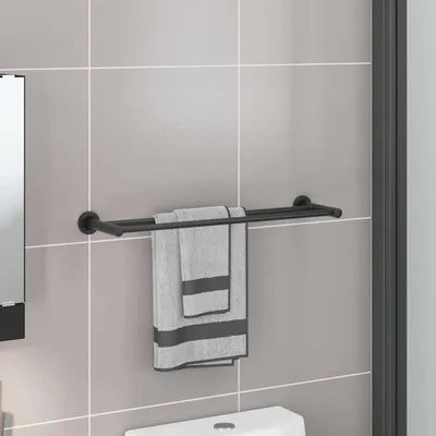 Immagine prodotto di vidaXL Portasciugamani Nero 61 x 14,5 x 5 cm Acciaio inossidabile