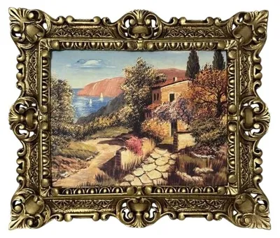 Image de Décoration murale baroque, peinture sur toile, dans un cadre doré, dimensions 45x38 cm