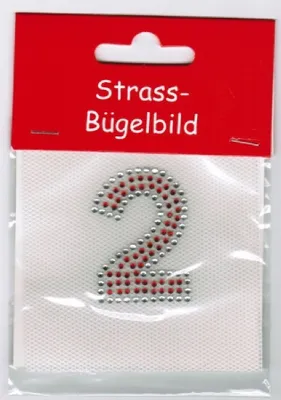 Produktbild von Ma226893 silber-rot Straßbügelbild Zahl 2
