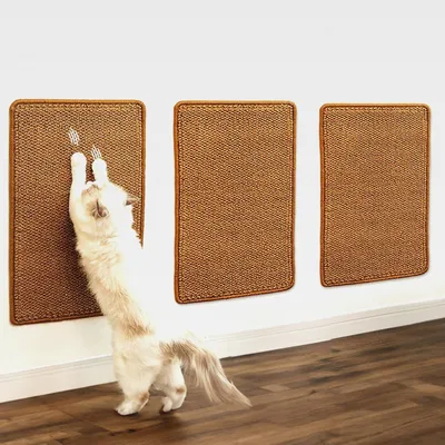 Produktbild von 3-teiliges Katzenkratzmatte-Set, rutschfeste Sisal-Teppichmatte 60 x 30 cm Kratzmatte für Katze mit Klebeband, ideal für Sofas, Möbel, Türen und Kratzschutz.