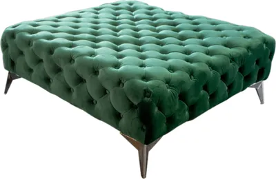 Produktbild von KAWOLA Hocker NARLA Chesterfield Velvet grün 110x110cm