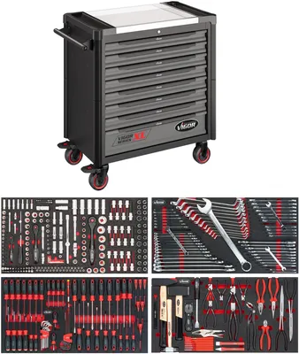 Produktbild von VIGOR Werkstattwagen Series XL Edelstahl-Arbeitsplatte mit Sortiment V4481-X/375