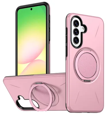 Produktbild von Magnetisch Hülle für Samsung Galaxy A57, Stoßfeste Weich TPU und Hard PC Schutzhülle mit Ringhalter Ständer Pink
