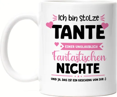 Produktbild von Ich bin stolze Tante Tasse Weiß Geschenk Geburtstag Patentante Tante und Nichte