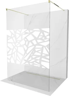 Produktbild von Mexen Kioto freistehende Duschwand 100 x 200 cm, Transparent/Weißes Design 8 mm, Gold - 800-100-002-50-85