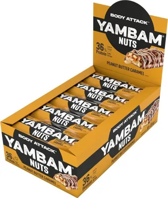 Produktbild von Body Attack Yambam- 15 Riegel a 55g Peanut Butter Caramel Nuts