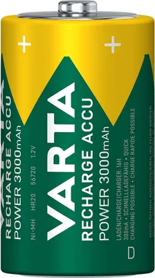 Obrázek produktu pro Dobíjecí baterie Ni-MH D | 1,2 V DC | 3000 mAh | Přednabité | 2-Blistr | HR20 | Zelená žlutá