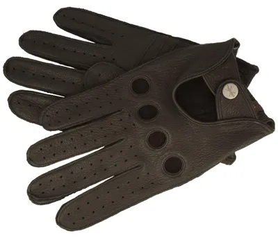 Pearlwood Herren Autofahrer-Lederhandschuhe aus Ziegenleder in schwarz