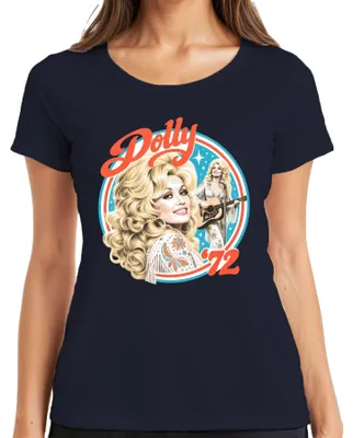 Produktbild von Dolly Parton 72 Country Musik Sängerin Legende Retro Nashville Damen T-Shirt, Navy, M