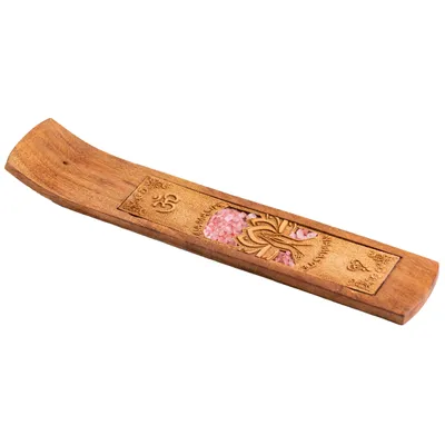 Immagine prodotto di Porta bastoncini d'incenso - Namaste con quarzo rosa