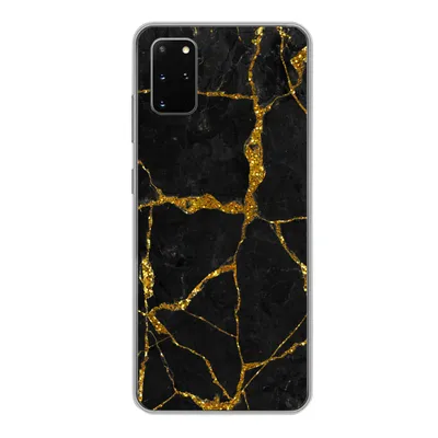 Produktbild von MuchoWow® Handyhülle Schutzhülle Hülle für Samsung Galaxy S20 Plus Marmor - Gold - Schwarz - Marmoroptik - Glitter Silikon Softcase Handy Hülle - Hartschale