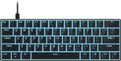 Obrázek produktu pro Kabelová mechanická klávesnice OUTEMU USB s 61 klávesami, podsvícením LED, podporuje hot-swap modrý/červený spínač