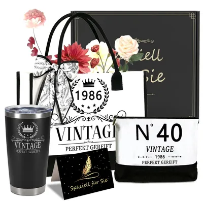 Image de Sac en toile vintage avec thermos et pochette de toilette