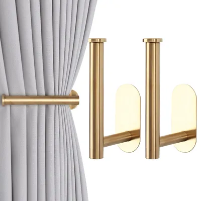 Selbstklebende Gardinenhalter, 2 Stück, Gold, 16x10,3 cm, kein Bohren