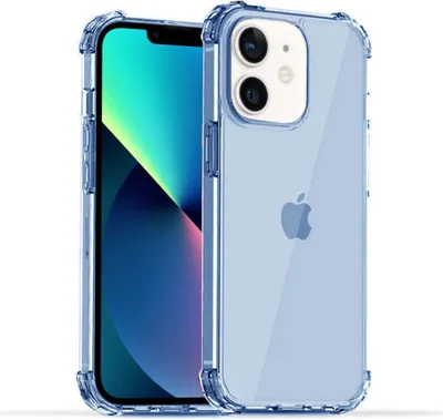 Image de Smartphonica iPhone
12 Mini étui en silicone transparent antichoc avec bumper - Bleu
