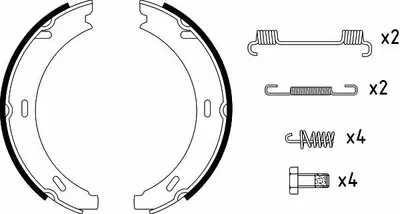 Produktbild von HELLA 8DA 355 050-301 Handbremsbeläge passend für MERCEDES-BENZ A-Klasse (W169) Handbremse 164mm