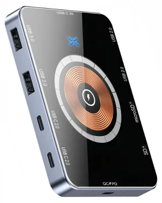 Produktbild von USB-C/USB 3.0 Hub 10‑in‑1 - Dockingstation - 10 Ports - Kabelloses Laden - PD 100 W - SD/TF‑Kartenleser