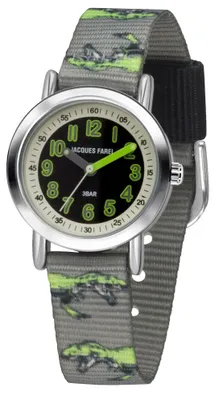 Produktbild von Jacques Farel KPS605 T-Rex Dinosaurier Uhr Junge Kinderuhr Textil grau