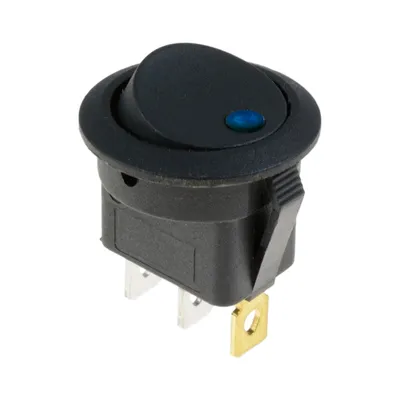 Produktbild von KFZ Wippschalter rund 1-Polig 3-Kont. LED grün 12V 24V 20A Ein/Aus 20mm Schwarz