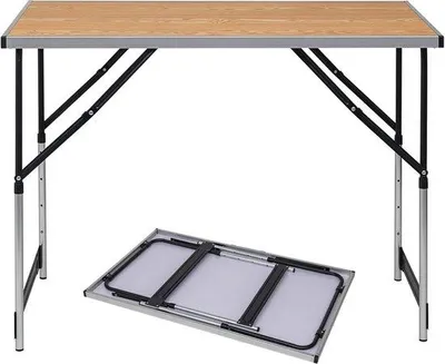 Produktbild von Famanu Campingtafel verstellbar und klappbar - 100 x 60 cm, Höhe 73-94 cm