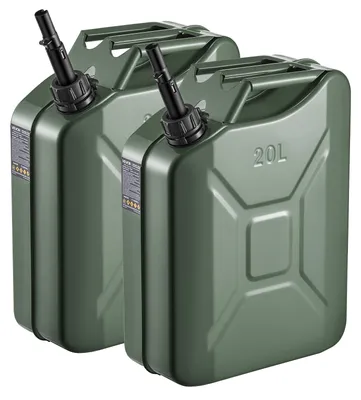 Immagine prodotto di Tanica per carburante VEVOR, 20 L, tanica per benzina con beccuccio e comoda impugnatura, portata massima 6 l/min, serbatoio metallico per la maggior parte delle auto, moto, ATV e UTV, verde, confezione da 2 pezzi
