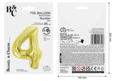 Image de Ballon en aluminium B&C, couleur or clair, 85 cm - Godan