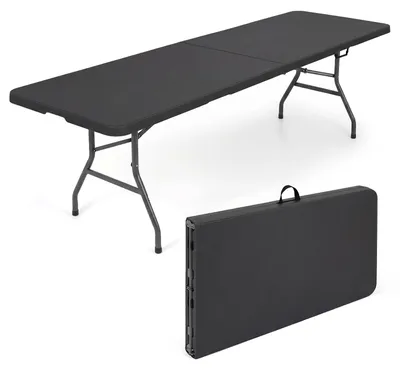 Productafbeelding van COSTWAY Vouwbare campingtafel, 244x75 cm, tuintafel/vouwtafel voor 10 personen, partytable met HDPE-taatblad en draaghandvat, balkon-/buffettafel