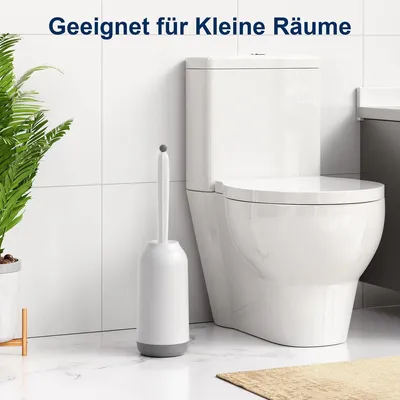 Toilettenbürste Silikon mit Randreiniger - Hygienisch & Effektiv - Mit Halter - Weiß