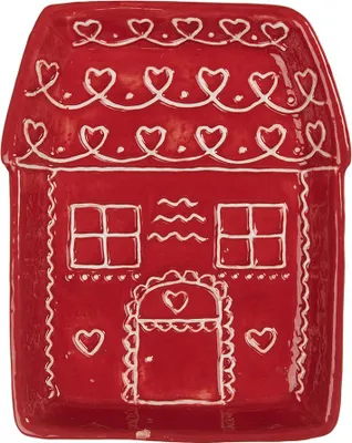 Image de Clayre & Eef Assiette plate Maison 15x19x3 cm Rouge Céramique