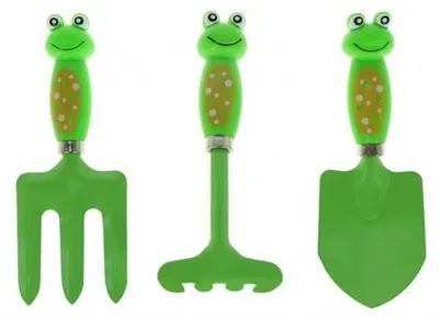 Image de Set de 3 outils de jardin metal enfant grenouille - jardinage - jouet plein air