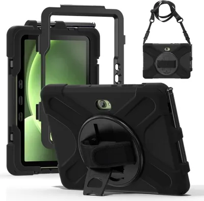Produktbild von Samsung Galaxy Tab Active 5 Pro Hülle - Coverup Heavy Duty Case mit Schultergürtel - Schwarz