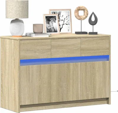Produktbild von "2026 Promotion" TV-Schrank - TV-Lowboard - mit LED-Beleuchtung Sonoma-Eiche 91x34x61 cm - TV-Regal CC31027