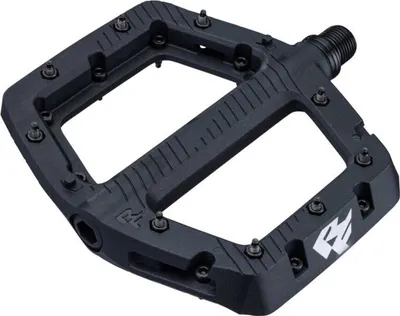 A black bicycle pedal is shown against a white background.