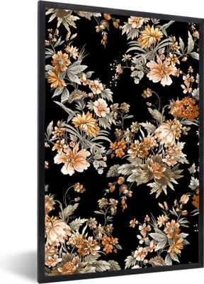 Produktbild von MuchoWow® Gerahmtes Poster Blumen - Stillleben - Muster 60x90 cm - Poster mit Schwarzem Bilderrahmen Wandposter Rahmen Foto Bilder - Kunst