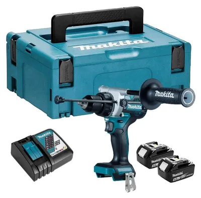Image de Perceuse visseuse à percussion MAKITA DHP486RTJ 18V - 2 batteries Li-ion 5 Ah + chargeur rapide + MAKPAC