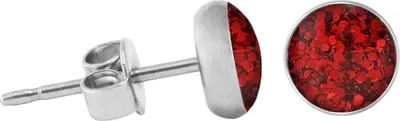 Produktbild von 925 Sterling Silber Ohrstecker Glitterline in verschiedenen Farben und Größen Farbe - Rot Größe - 4 mm